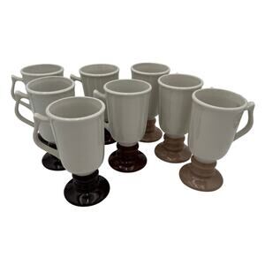 Vintage Hall Pedestal Irish Coffee Cappuccino Mugs 1970s #1273 Made in USA Set/8